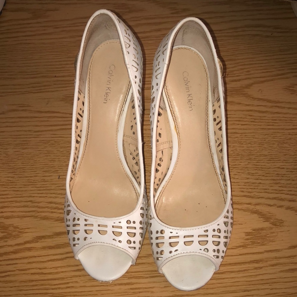 White Calvin Klein heels